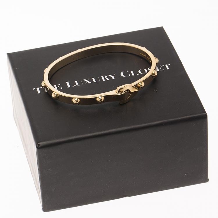 Pre Owned Louis Vuitton Clous Yellow Gold Bangle Bracelet Size 17CM