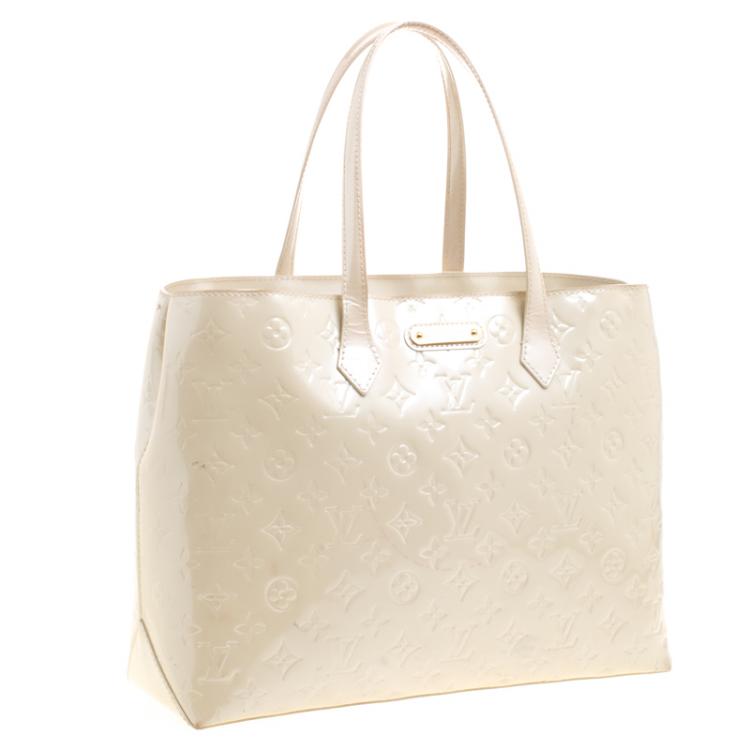 Pre Owned Louis Vuitton Perle Monogram Vernis Wilshire MM Bag