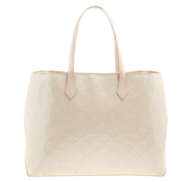 Pre Owned Louis Vuitton Perle Monogram Vernis Wilshire MM Bag