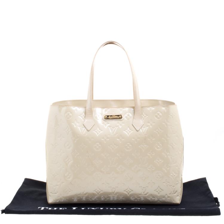 Pre Owned Louis Vuitton Perle Monogram Vernis Wilshire MM Bag