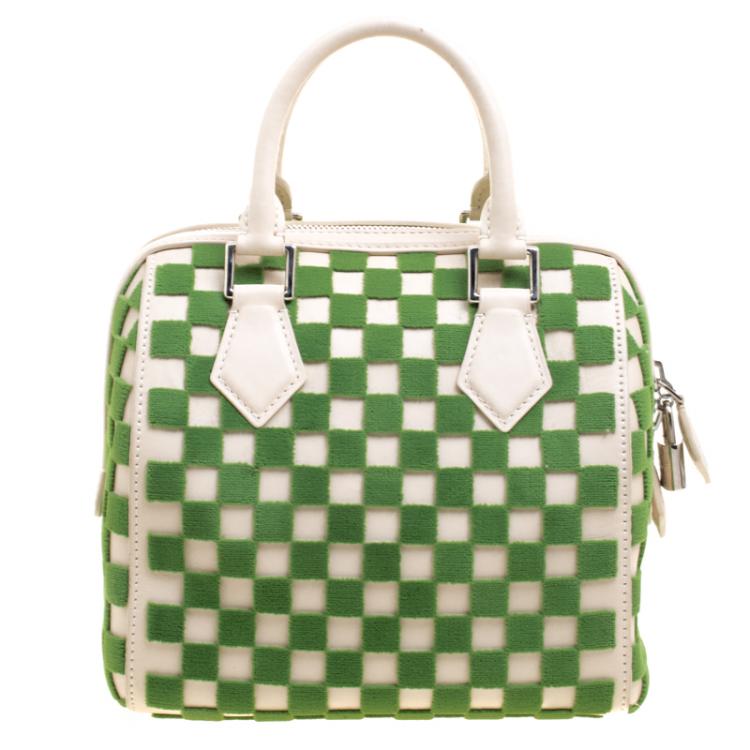 Pre Owned Louis Vuitton Green Damier Cubic Fabric and Leather Limited Edition Speedy Cube PM