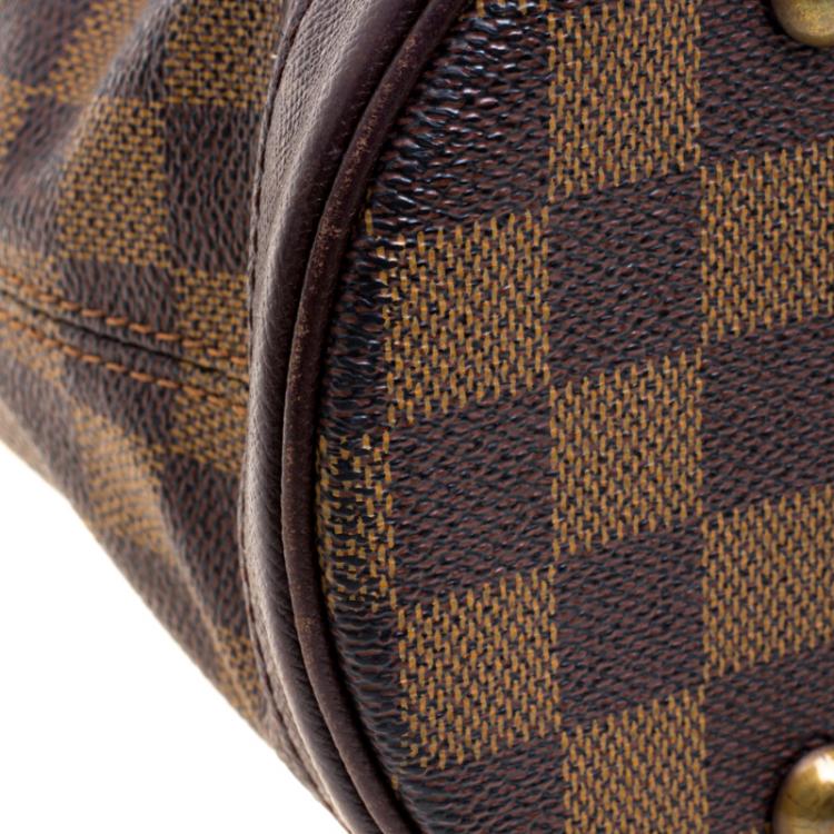 Pre Owned Louis Vuitton Damier Ebene Marais Bucket Bag w/ Accessory Pochette