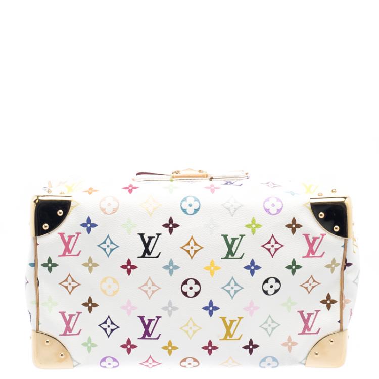 Pre Owned Louis Vuitton White Multicolor Monogram Canvas Speedy 30