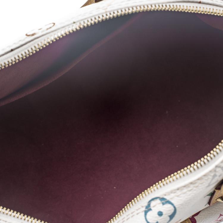 Pre Owned Louis Vuitton White Multicolor Monogram Canvas Speedy 30