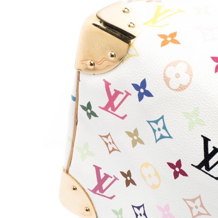 Pre Owned Louis Vuitton White Multicolor Monogram Canvas Speedy 30