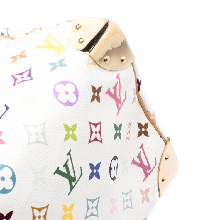 Pre Owned Louis Vuitton White Multicolor Monogram Canvas Speedy 30