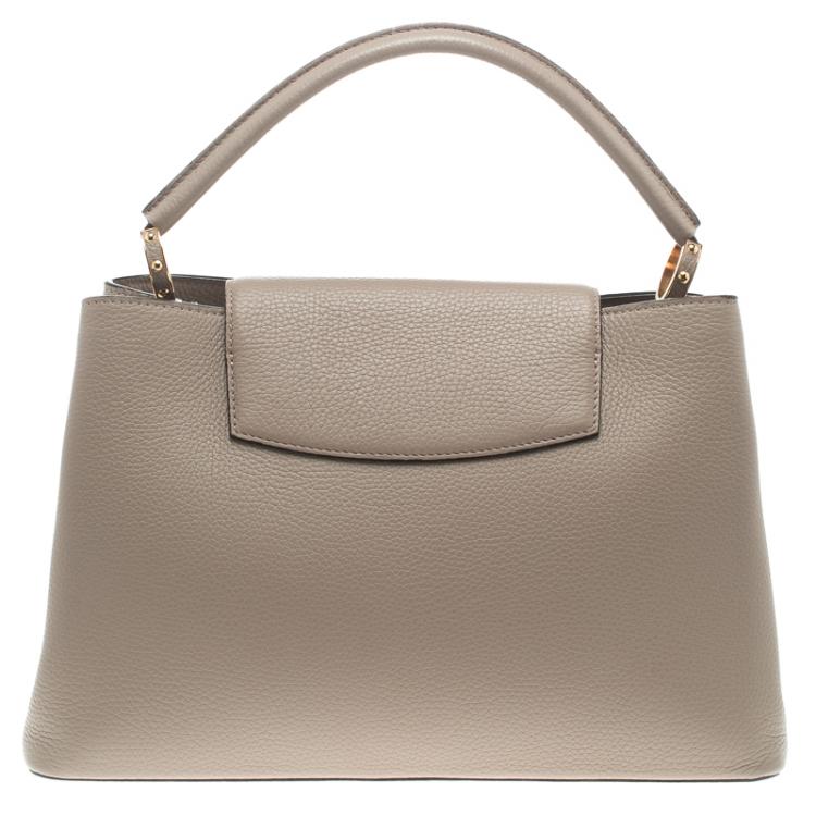 Pre Owned Louis Vuitton Beige Taurillon Leather Capucines MM Bag