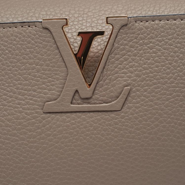 Pre Owned Louis Vuitton Beige Taurillon Leather Capucines MM Bag