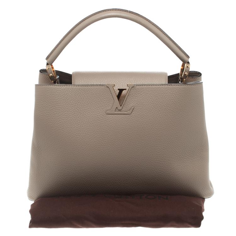 Pre Owned Louis Vuitton Beige Taurillon Leather Capucines MM Bag