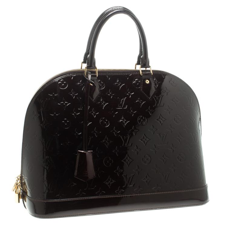 Pre Owned Louis Vuitton Amarante Monogram Vernis Alma GM Bag