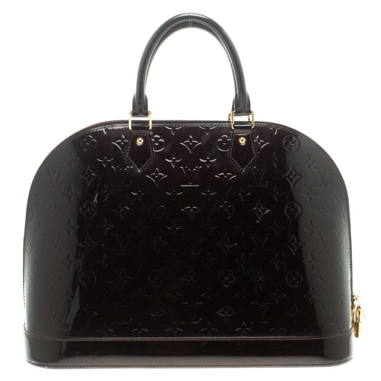 Pre Owned Louis Vuitton Amarante Monogram Vernis Alma GM Bag