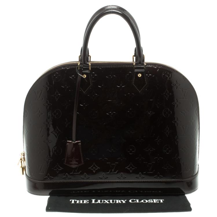 Pre Owned Louis Vuitton Amarante Monogram Vernis Alma GM Bag