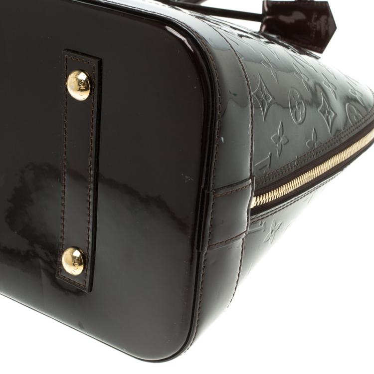 Pre Owned Louis Vuitton Amarante Monogram Vernis Alma GM Bag