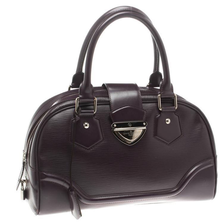 Pre Owned Louis Vuitton Purple Epi Leather Bowling Montaigne GM Bag