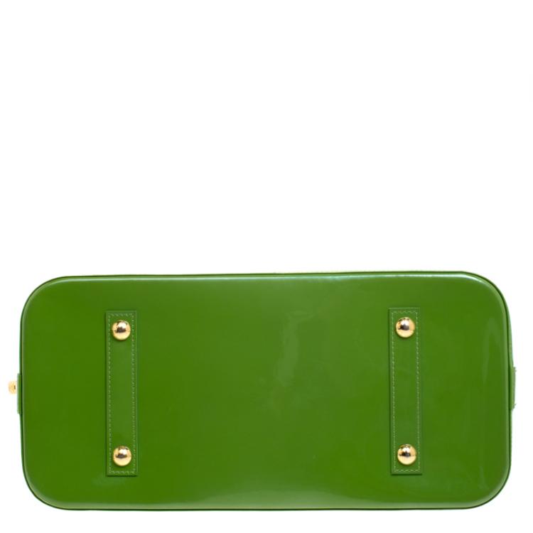 مملوكة مسبقًا Louis Vuitton Vert Tonic Monogram Vernis Limited Edition Stephen Sprouse Roses Alma GM Bag