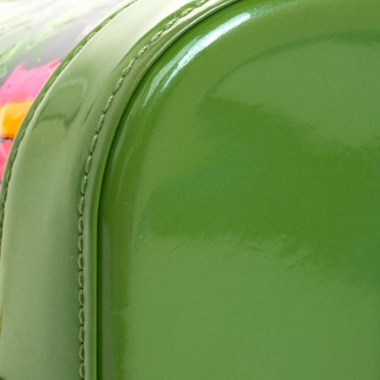 مملوكة مسبقًا Louis Vuitton Vert Tonic Monogram Vernis Limited Edition Stephen Sprouse Roses Alma GM Bag