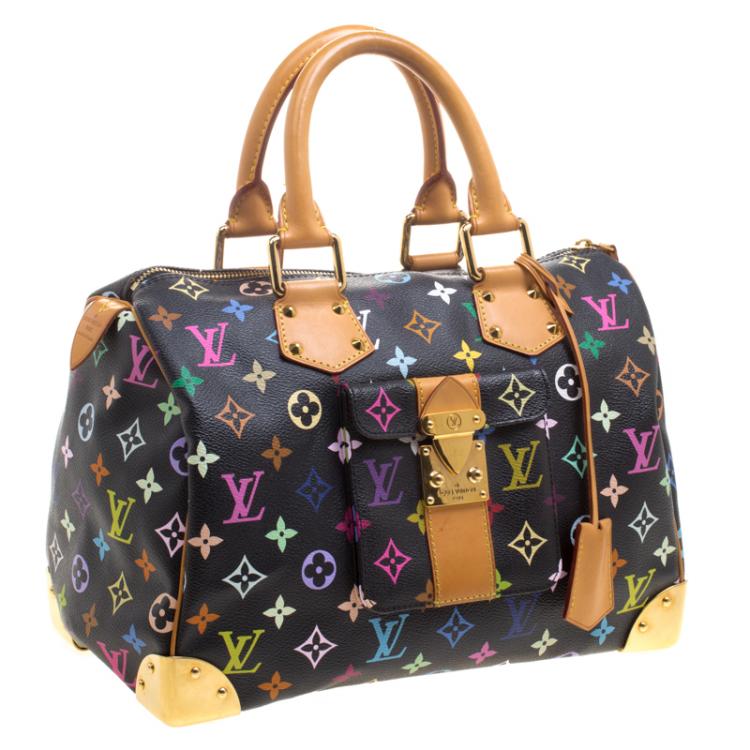 Pre Owned Louis Vuitton Black Multicolor Monogram Canvas Speedy 30