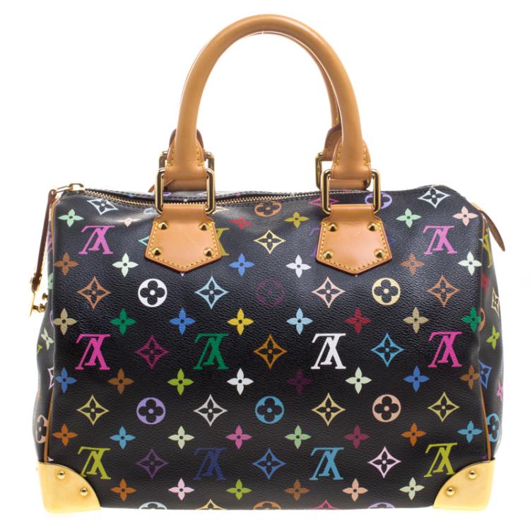 Pre Owned Louis Vuitton Black Multicolor Monogram Canvas Speedy 30
