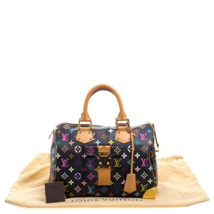 Pre Owned Louis Vuitton Black Multicolor Monogram Canvas Speedy 30