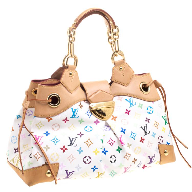 Pre Owned Louis Vuitton White Multicolor Monogram Canvas Ursula Bag