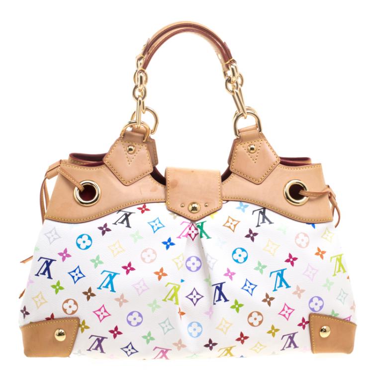 Pre Owned Louis Vuitton White Multicolor Monogram Canvas Ursula Bag