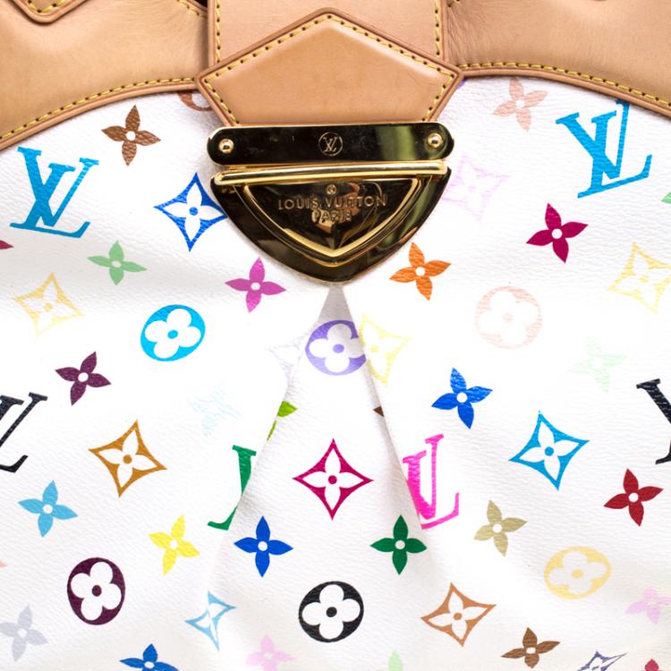 Pre Owned Louis Vuitton White Multicolor Monogram Canvas Ursula Bag