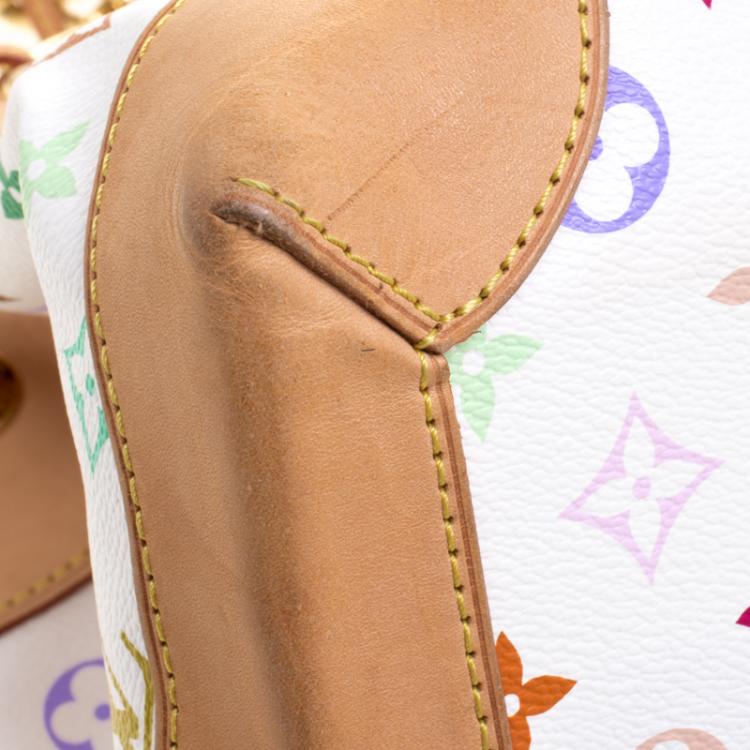 Pre Owned Louis Vuitton White Multicolor Monogram Canvas Ursula Bag