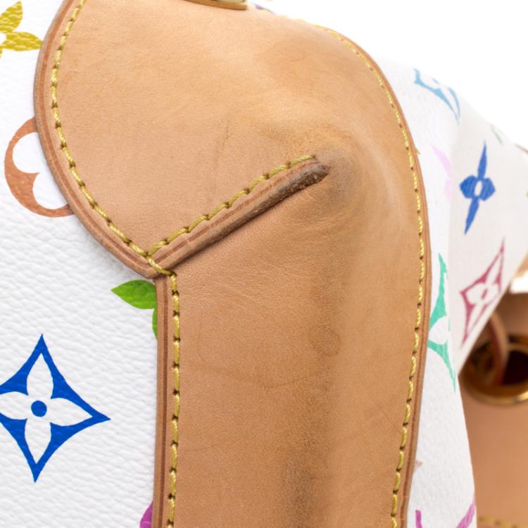 Pre Owned Louis Vuitton White Multicolor Monogram Canvas Ursula Bag