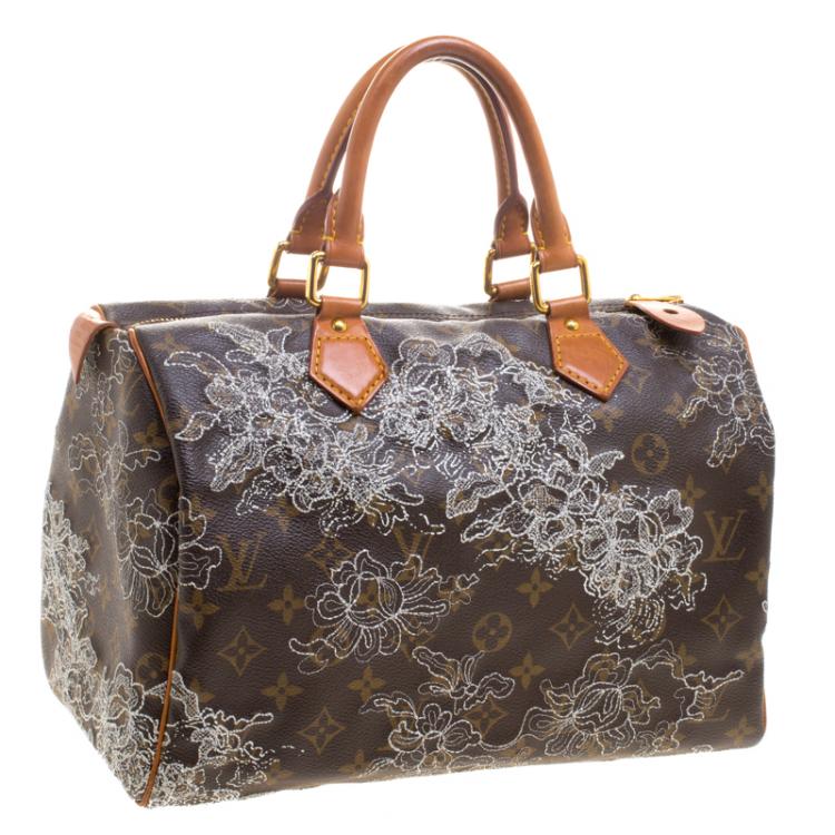 Pre Owned Louis Vuitton Monogram Canvas Limited Edition Dentelle Speedy 30