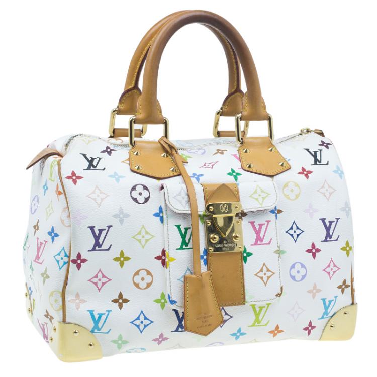 Pre Owned Louis Vuitton White Monogram Canvas Multicolore Speedy 30