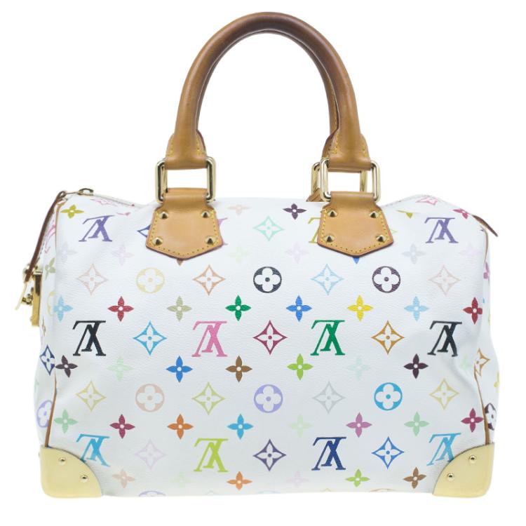 Pre Owned Louis Vuitton White Monogram Canvas Multicolore Speedy 30