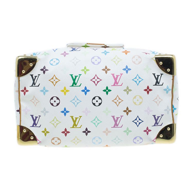 Pre Owned Louis Vuitton White Monogram Canvas Multicolore Speedy 30
