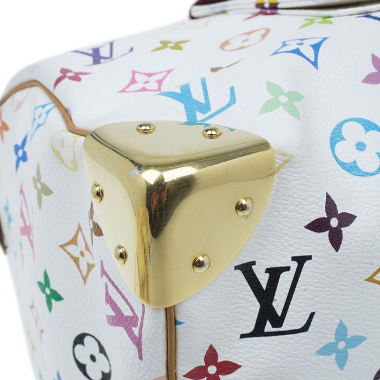 Pre Owned Louis Vuitton White Monogram Canvas Multicolore Speedy 30