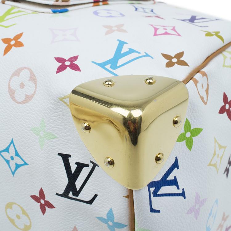 Pre Owned Louis Vuitton White Monogram Canvas Multicolore Speedy 30