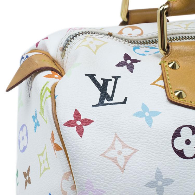Pre Owned Louis Vuitton White Monogram Canvas Multicolore Speedy 30