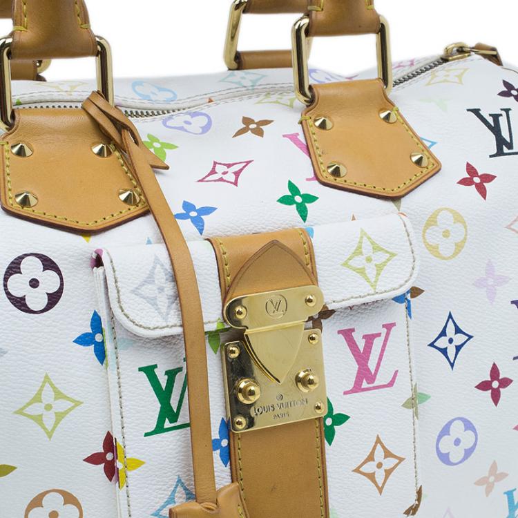 Pre Owned Louis Vuitton White Monogram Canvas Multicolore Speedy 30