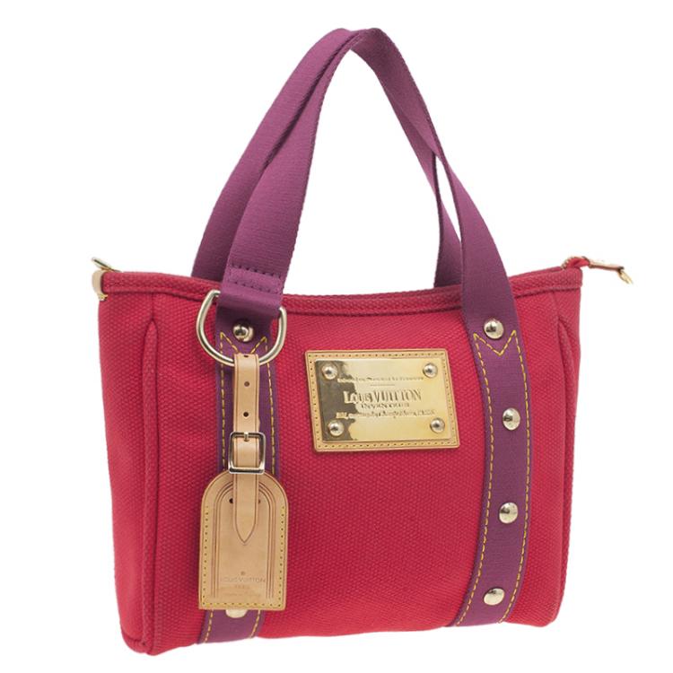 Pre Owned Louis Vuitton Red Antigua Canvas Cabas Tote PM