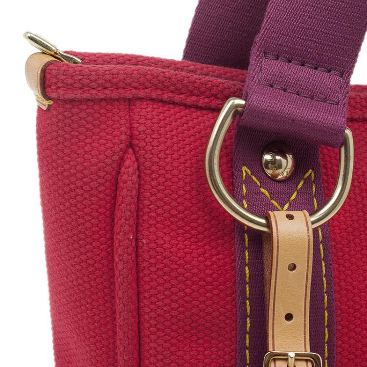 Pre Owned Louis Vuitton Red Antigua Canvas Cabas Tote PM