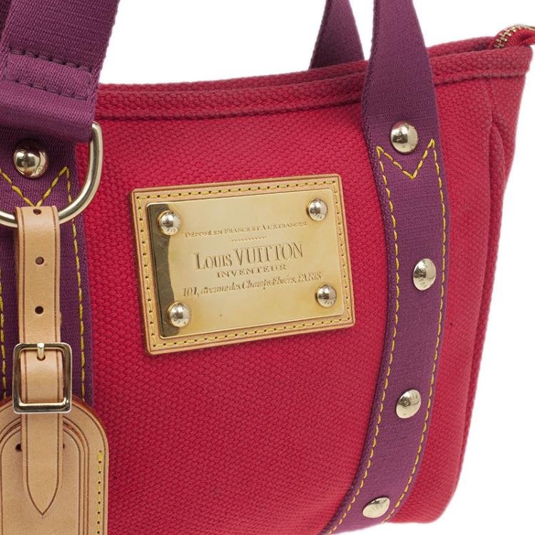 Pre Owned Louis Vuitton Red Antigua Canvas Cabas Tote PM