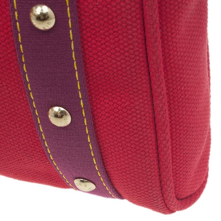 Pre Owned Louis Vuitton Red Antigua Canvas Cabas Tote PM