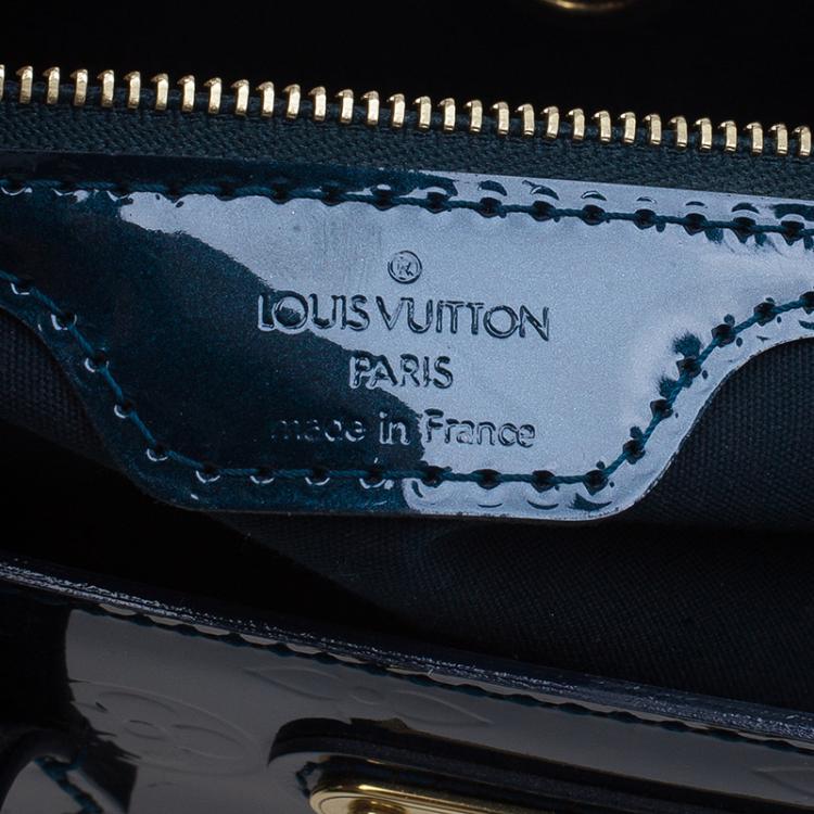 Pre Owned Louis Vuitton Green Monogram Vernis Wilshire Satchel PM