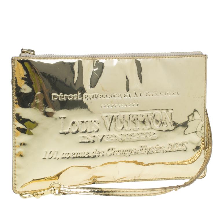 Pre Owned Louis Vuitton Gold Mirror Inventeur  Wristlet Pochette 