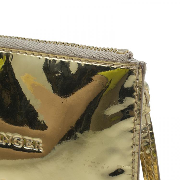 Pre Owned Louis Vuitton Gold Mirror Inventeur  Wristlet Pochette 