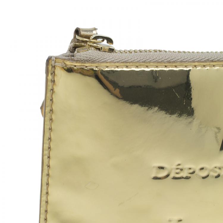 Pre Owned Louis Vuitton Gold Mirror Inventeur  Wristlet Pochette 