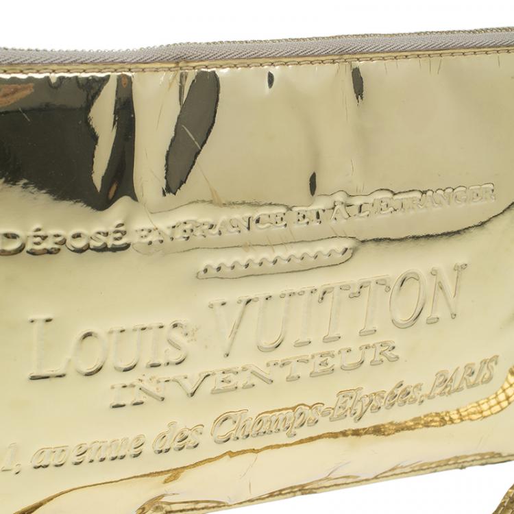 Pre Owned Louis Vuitton Gold Mirror Inventeur  Wristlet Pochette 