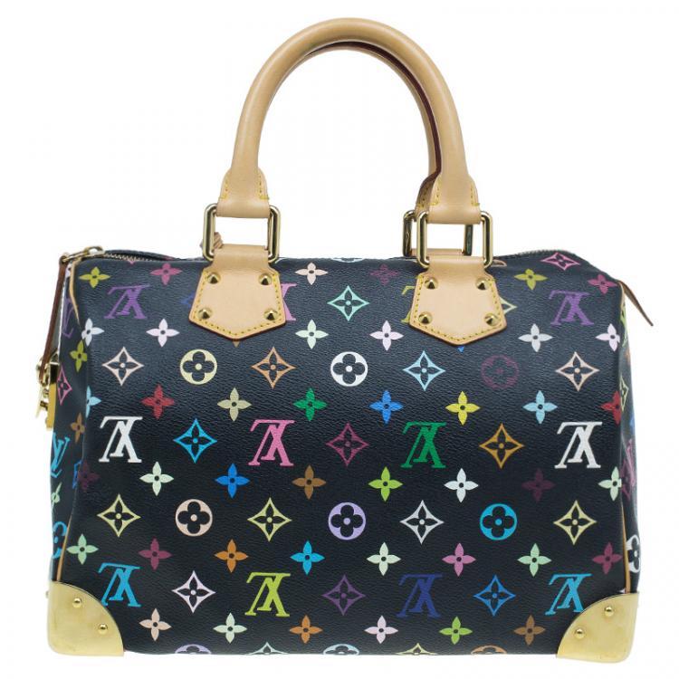 Pre Owned Louis Vuitton Black Multicolore Monogram Canvas Speedy 30