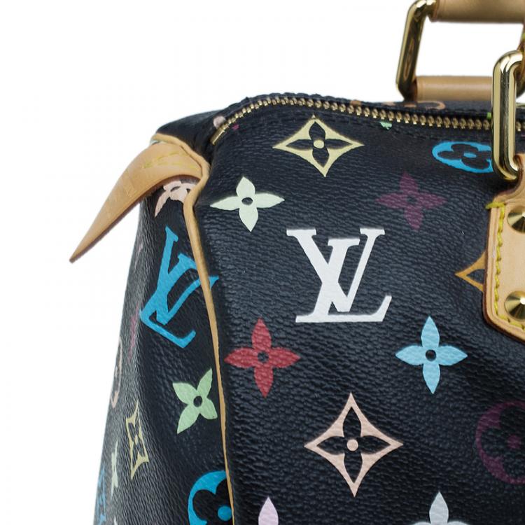 Pre Owned Louis Vuitton Black Multicolore Monogram Canvas Speedy 30
