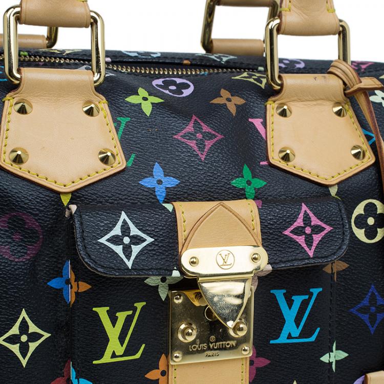 Pre Owned Louis Vuitton Black Multicolore Monogram Canvas Speedy 30
