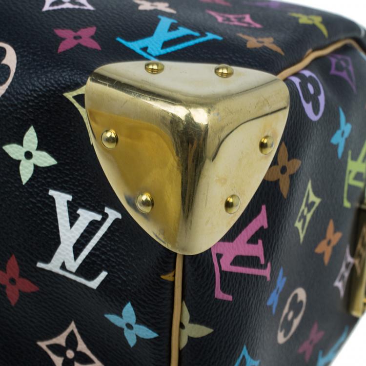 Pre Owned Louis Vuitton Black Multicolore Monogram Canvas Speedy 30