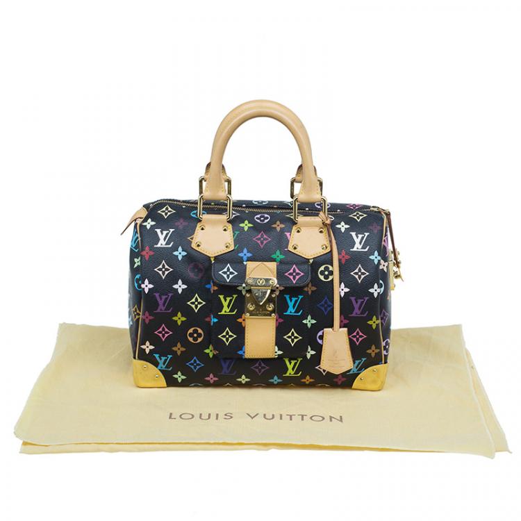 Pre Owned Louis Vuitton Black Multicolore Monogram Canvas Speedy 30